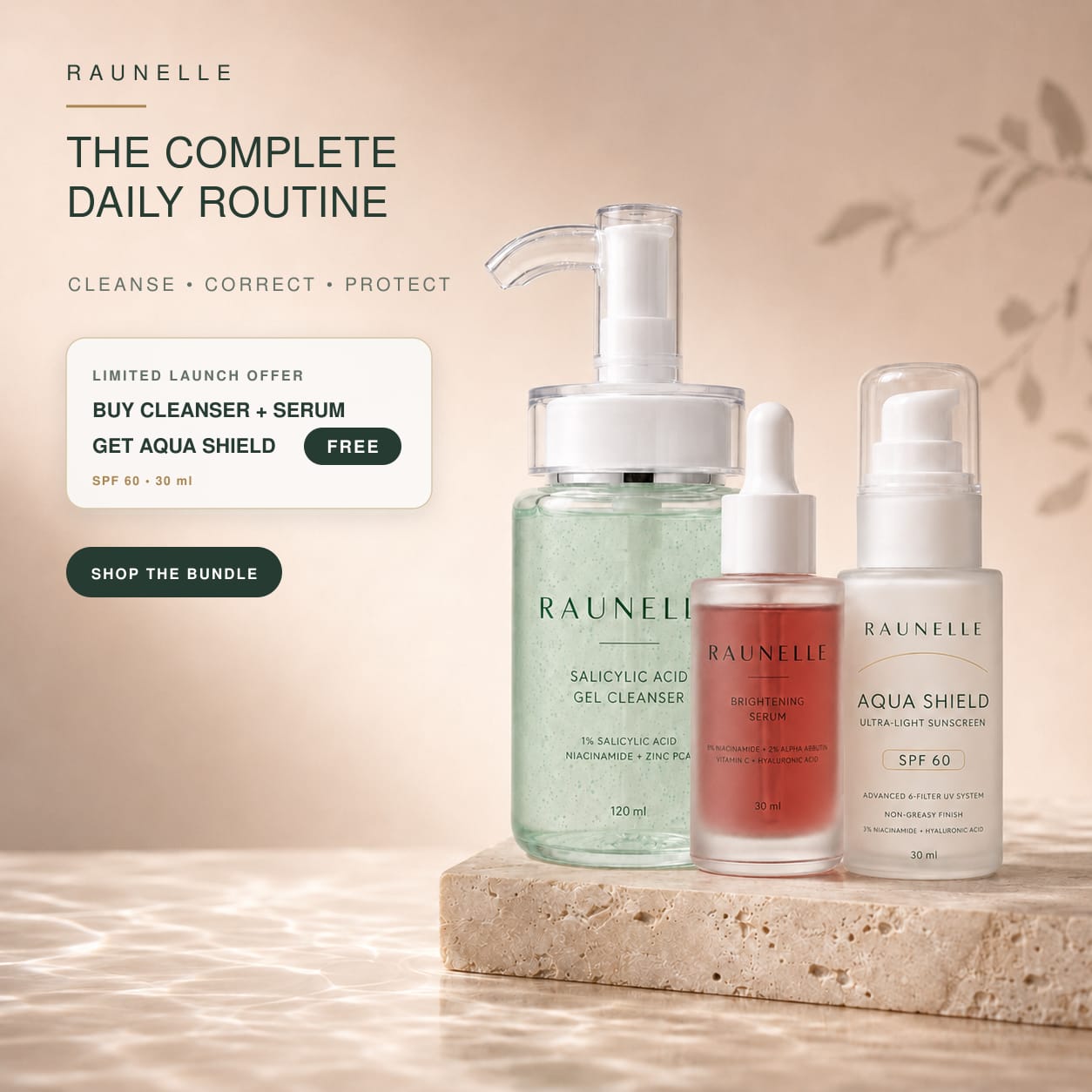 Raunelle complete three-step routine bundle